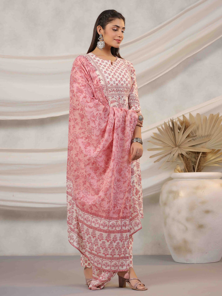 Floral Printed Kurta With Pants &amp; Dupatta