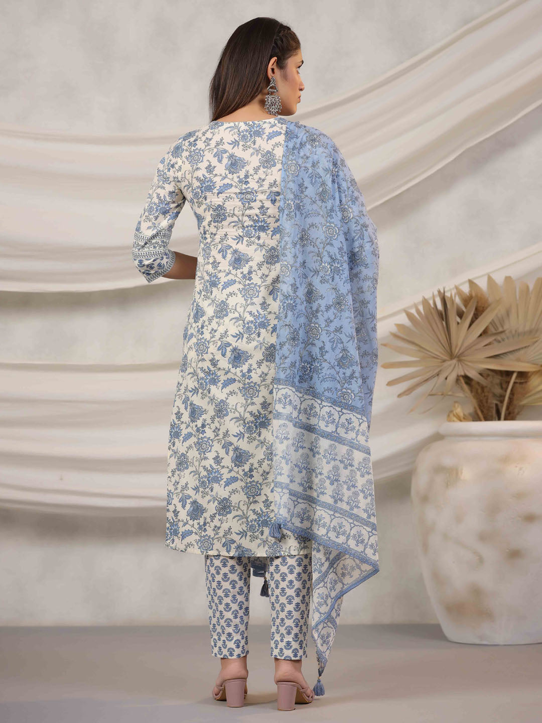 Floral Printed Kurta With Pants &amp; Dupatta