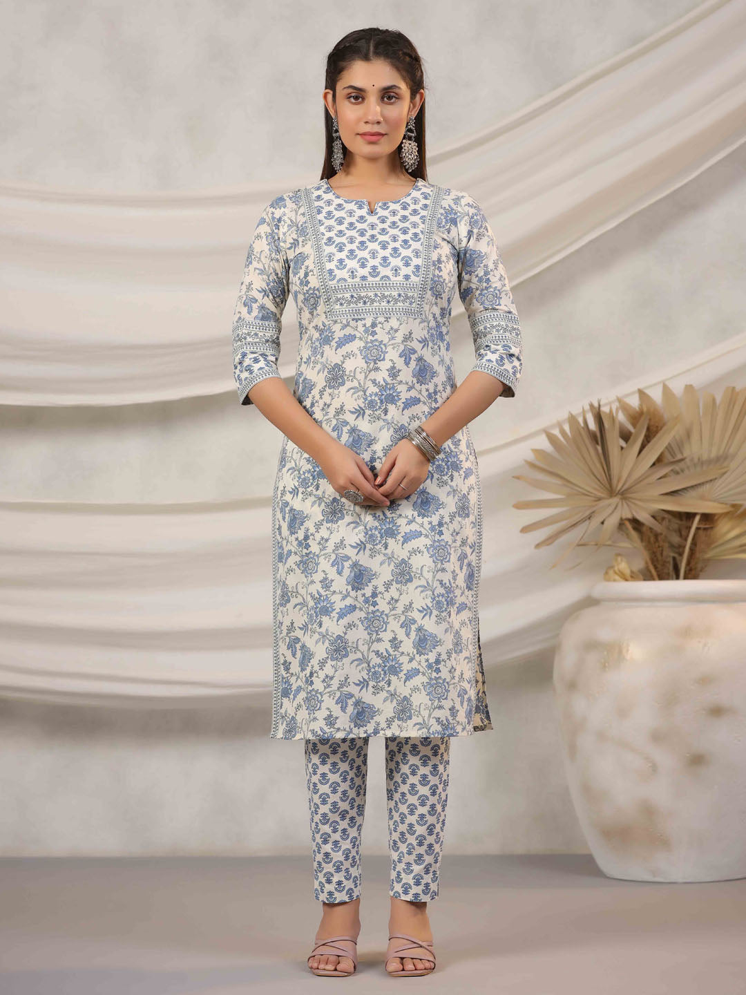 Floral Printed Kurta With Pants &amp; Dupatta