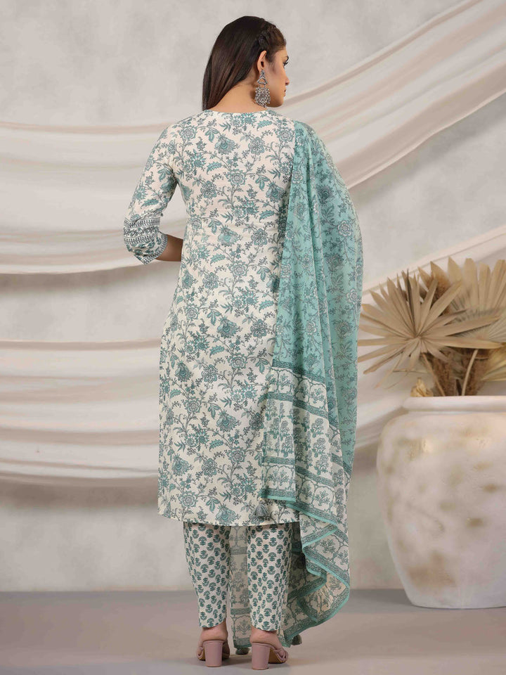 Floral Printed Kurta With Pants &amp; Dupatta