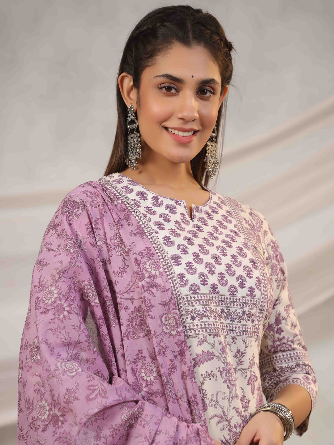 Floral Printed Kurta With Pants &amp; Dupatta