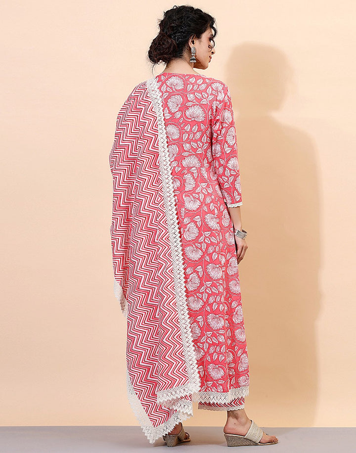 Pink Cotton Salwar Kameez Stitched Suit
