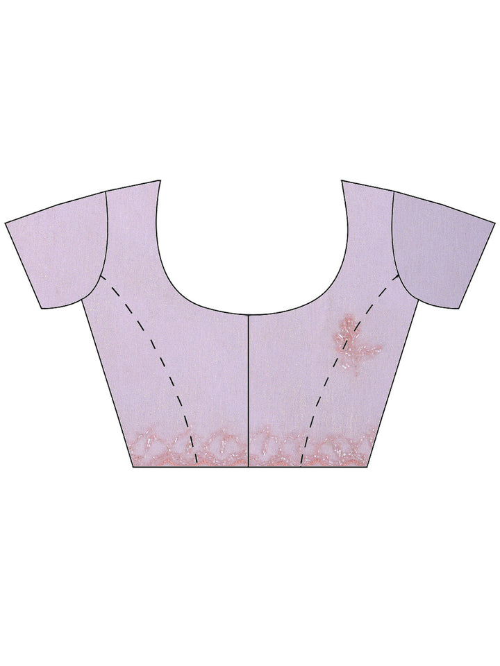 Pink Embroidered Organza Saree