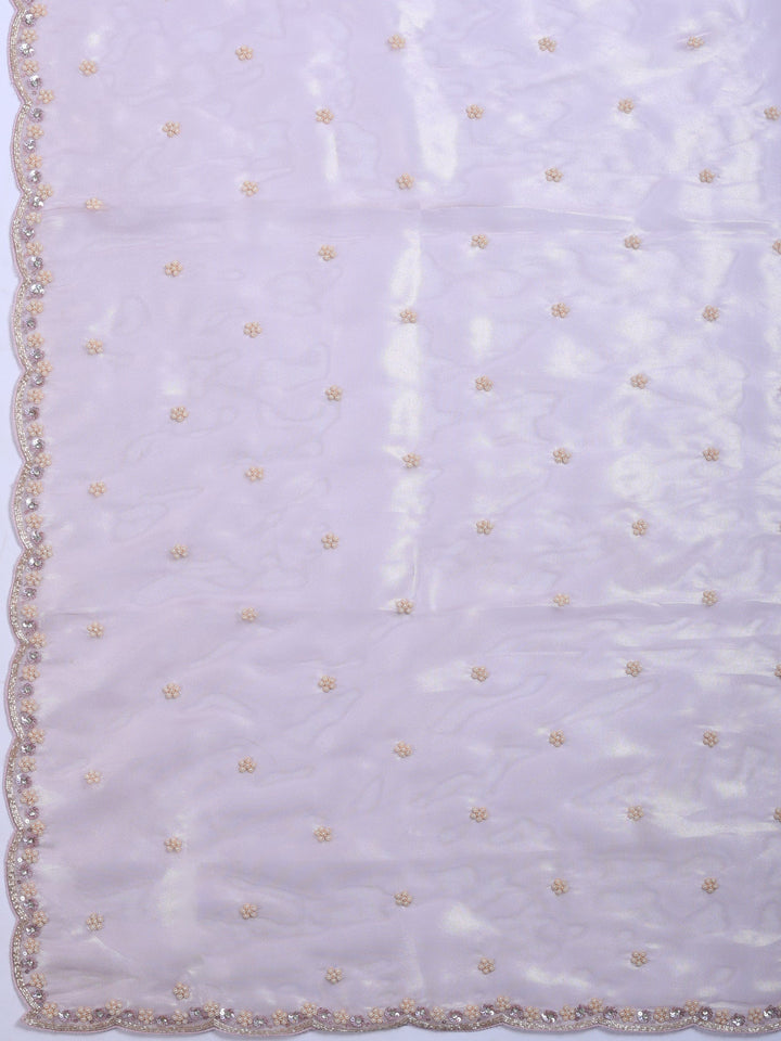 Lavender Embroidered Tissue Saree