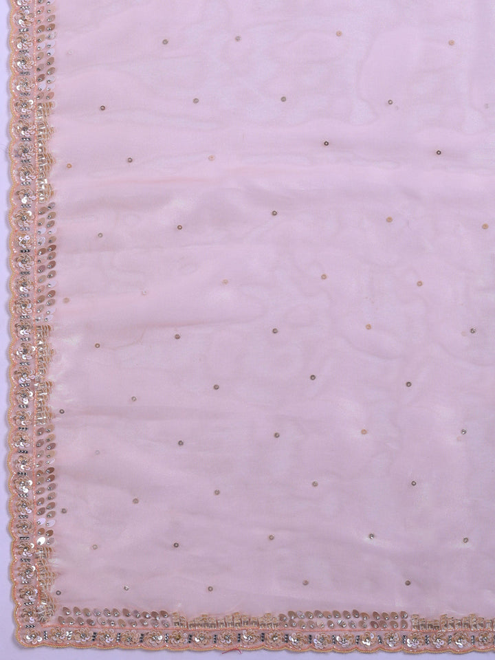 Peach Embroidered Tissue Saree