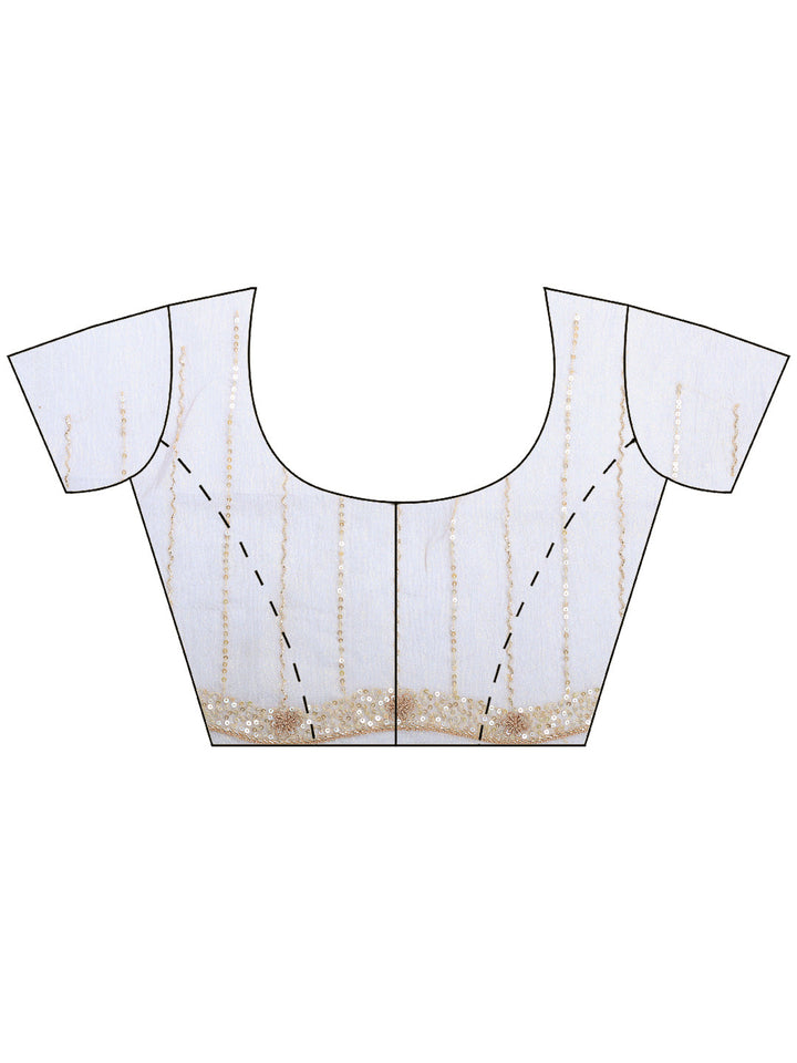 Beige Embroidered Organza Saree