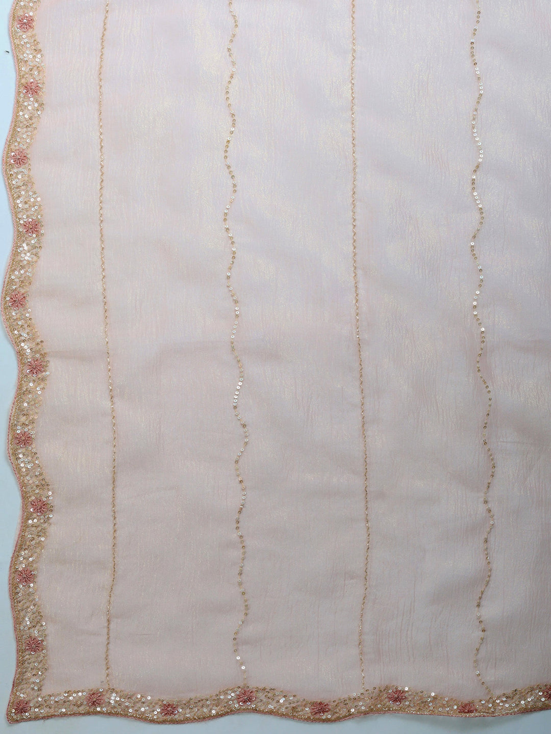 Peach Embroidered Organza Saree