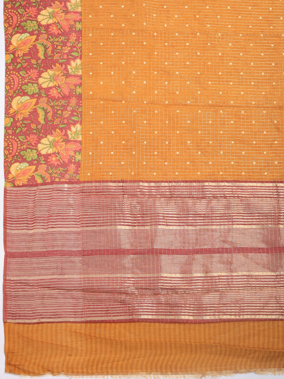 Mustard Digital Print Cotton Blend Saree