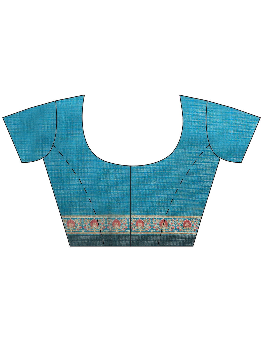Teal Blue Digital Print Cotton Blend Saree