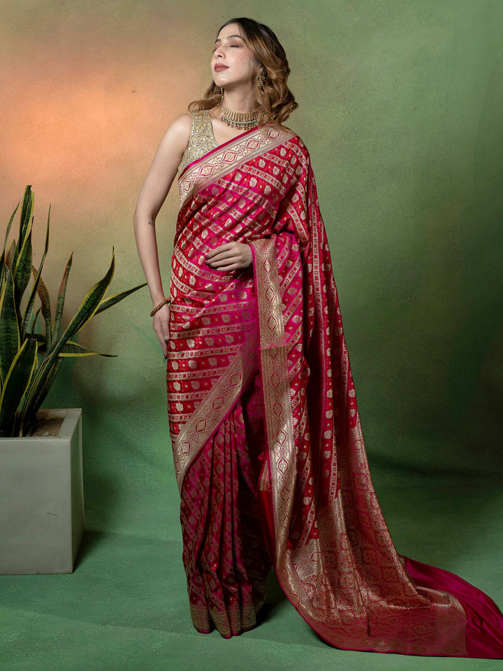 Rani Woven Design Satin Saree
