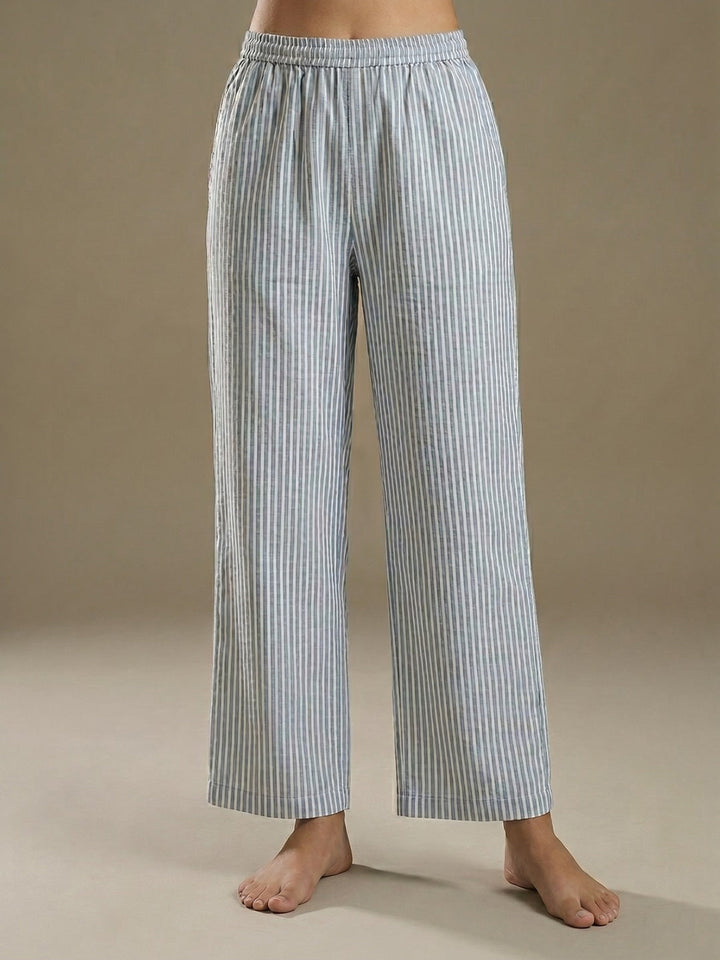 Grey Printed Cotton Blend V Neck Straight Kurta With Pant