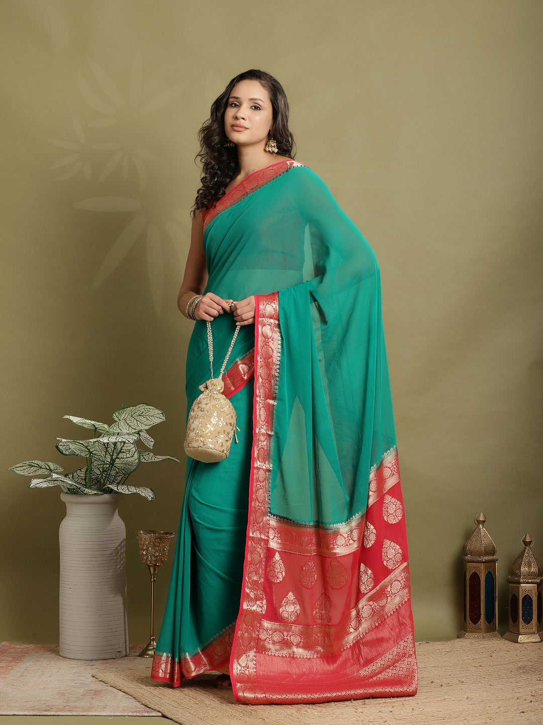 Plain Georgette Saree