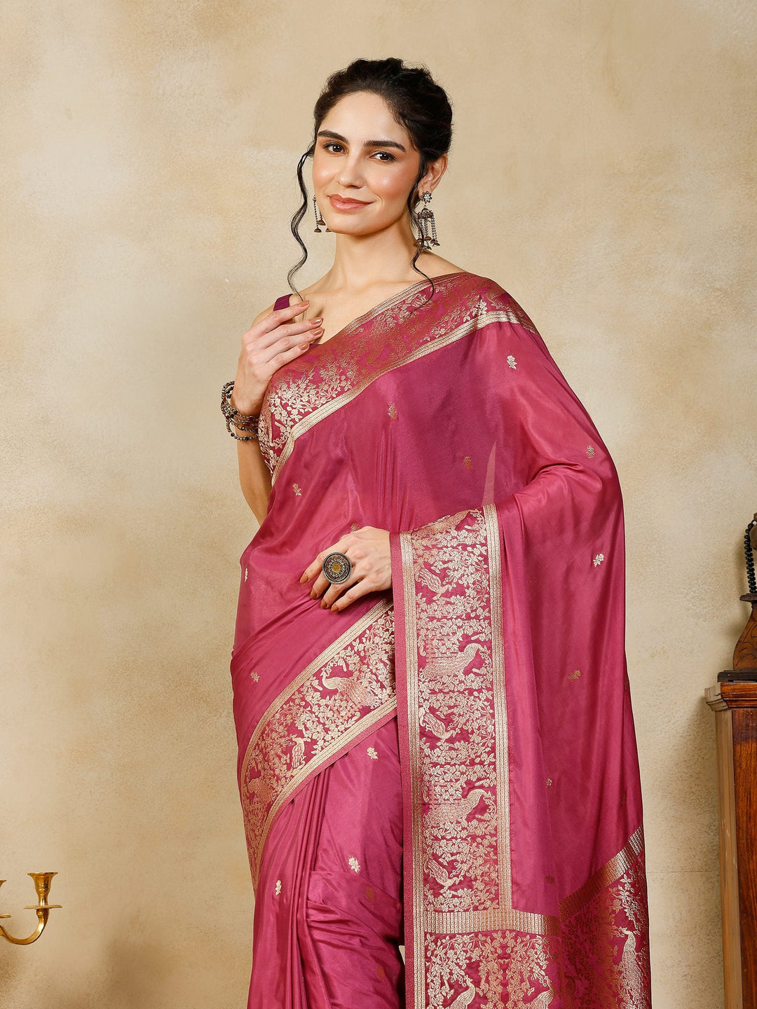 Lavender Woven Design Art Silk Saree