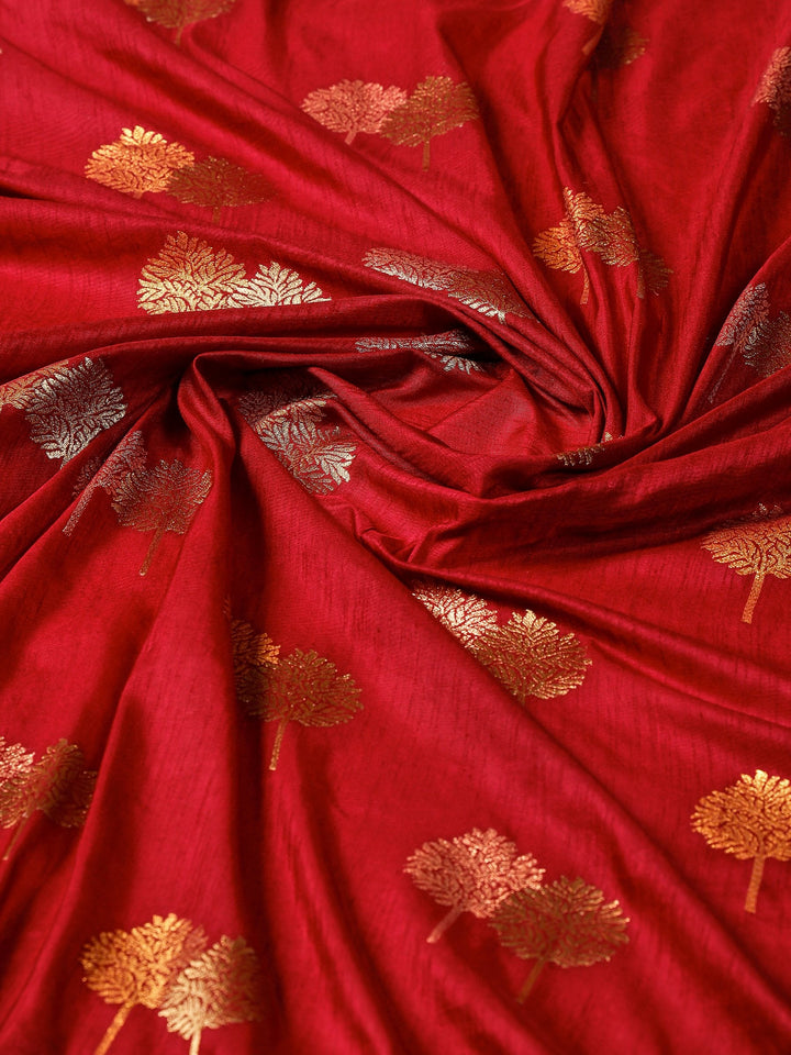 Magenta Woven Design Art Silk Saree