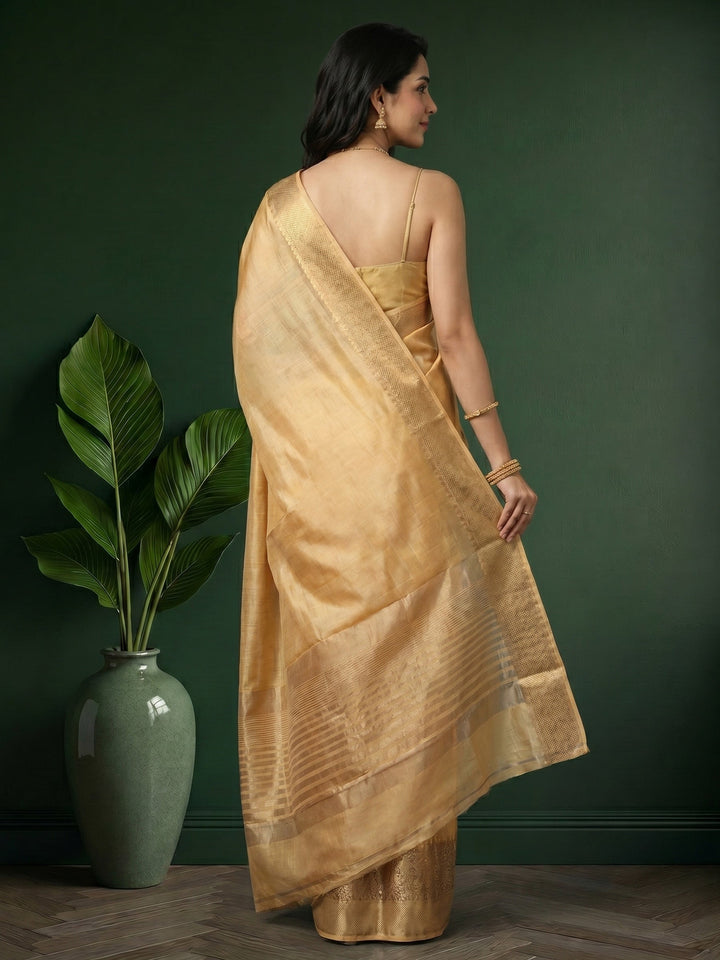 Beige Woven Design Art Silk Saree