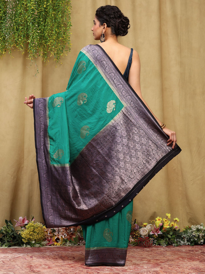 Green Woven Design Art Silk Saree