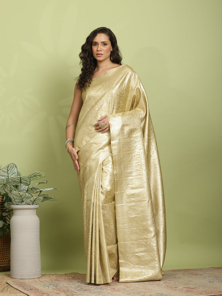 Beige Woven Design Art Silk Saree