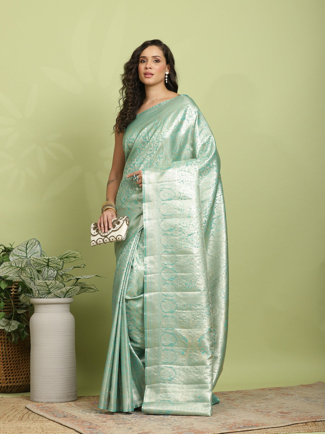 Green Woven Design Art Silk Saree