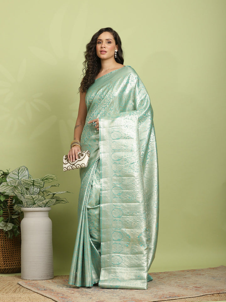 Green Woven Design Art Silk Saree