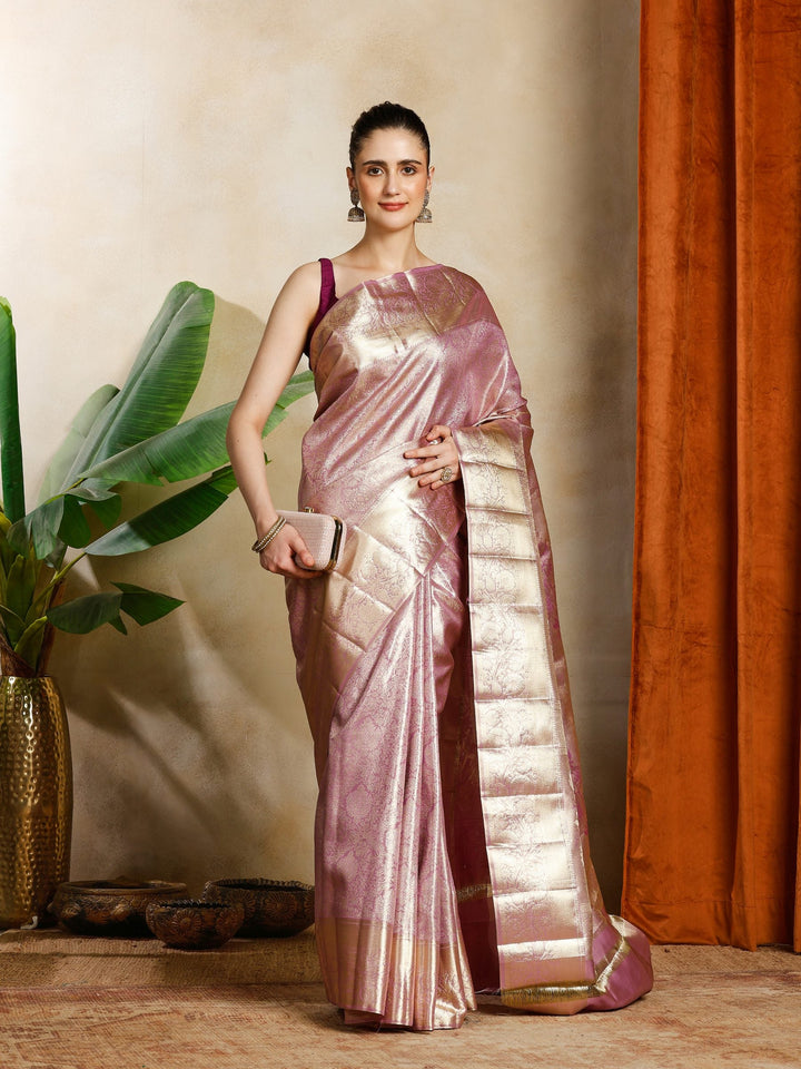 Lavender Kalamkari Woven Design Art Silk Saree
