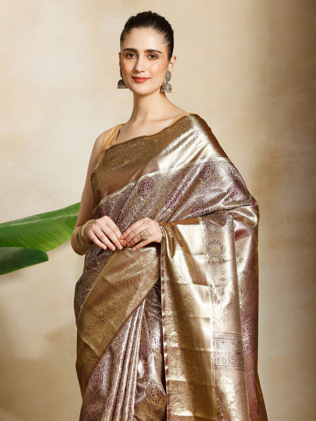 Onion Pink Kalamkari Woven Design Art Silk Saree