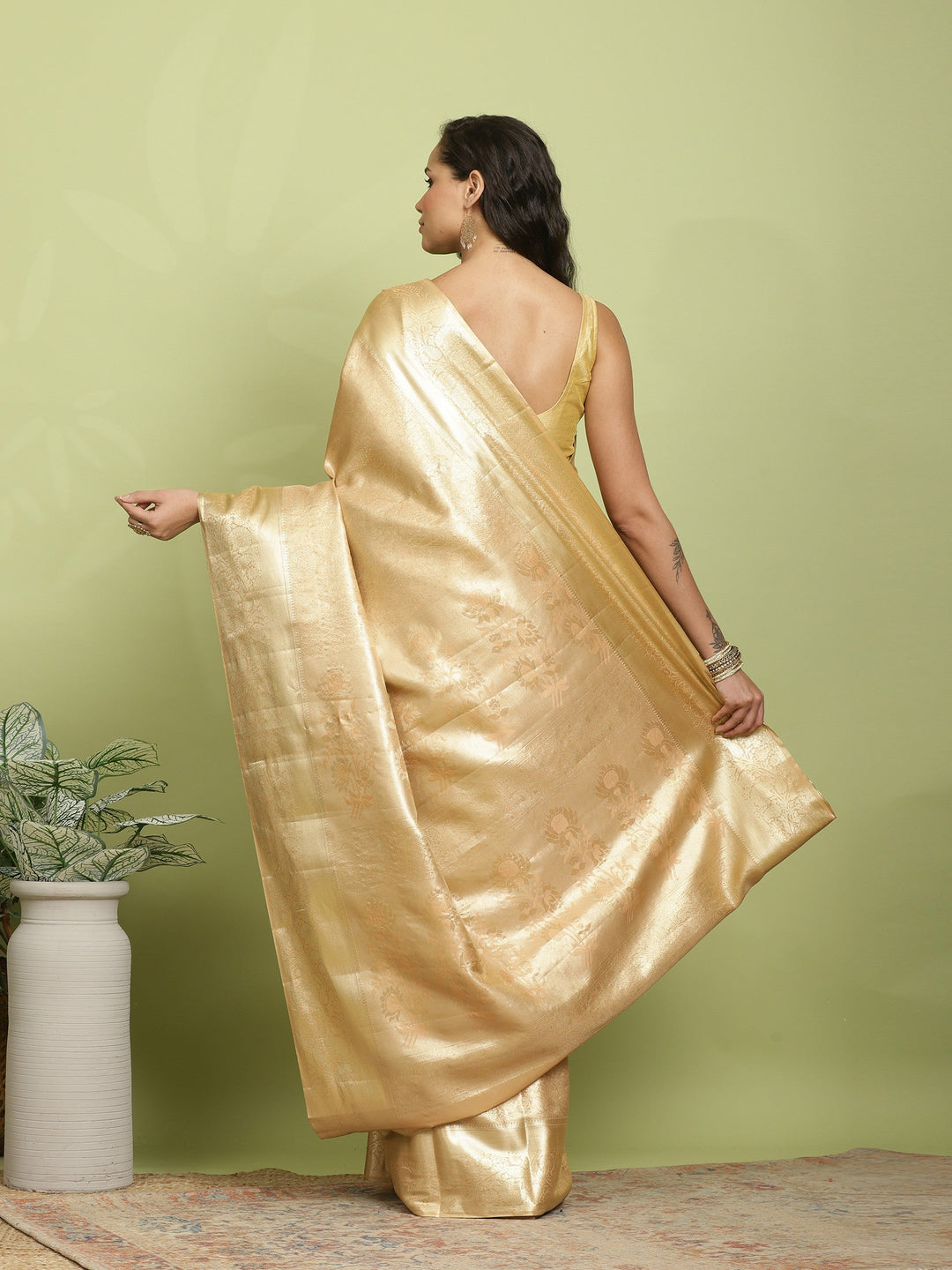 Peach Woven Design Art Silk Saree