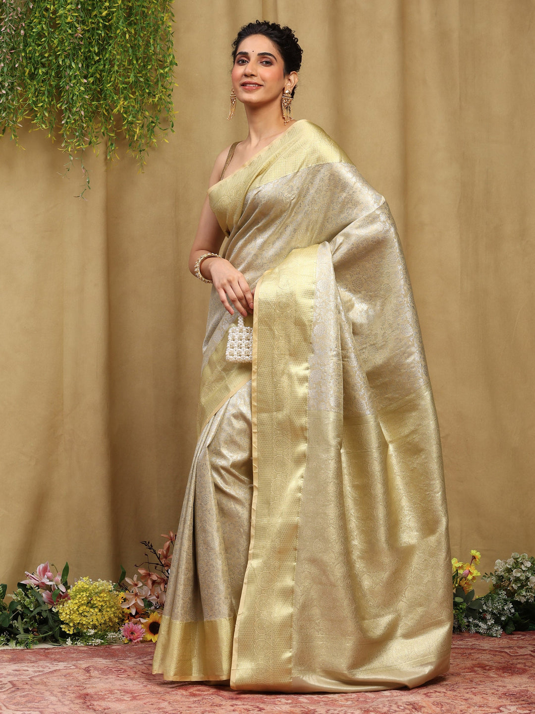 Silver Kalamkari Woven Design Art Silk Saree