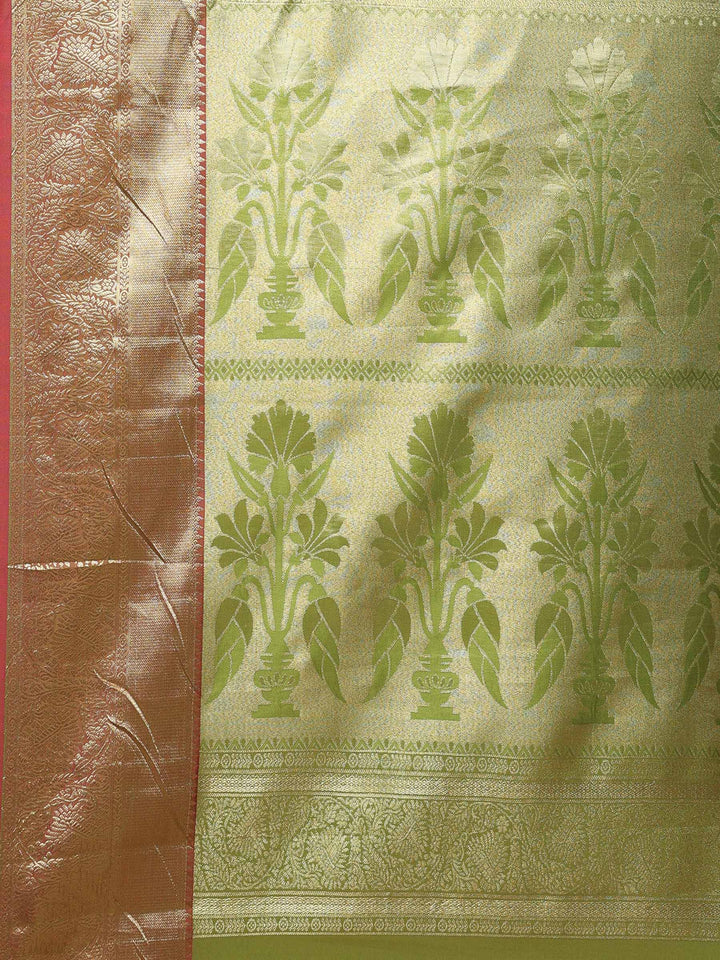 Pista Green Kalamkari Woven Design Art Silk Saree