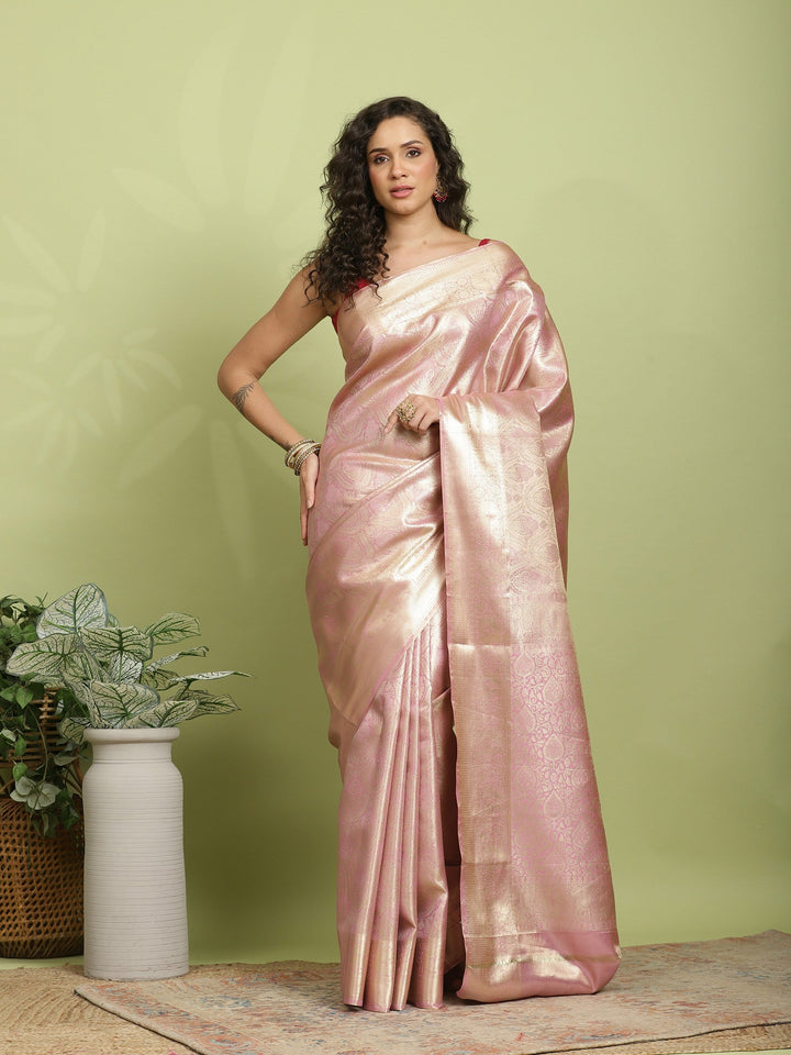 Pink Woven Design Art Silk Saree