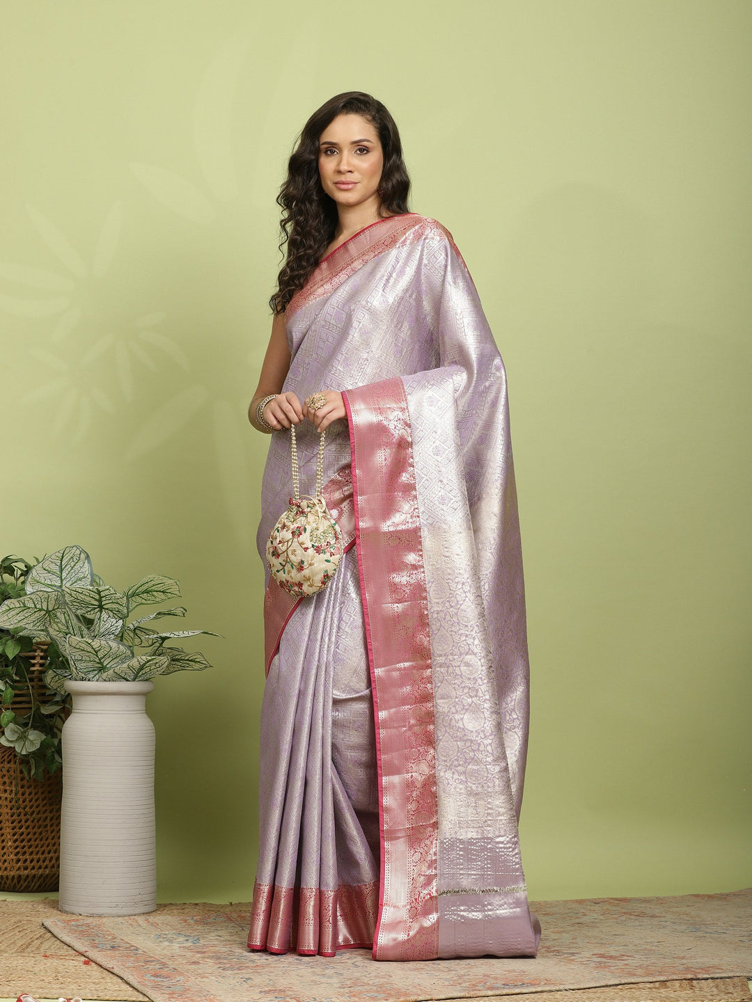 Lavender Woven Design Art Silk Saree