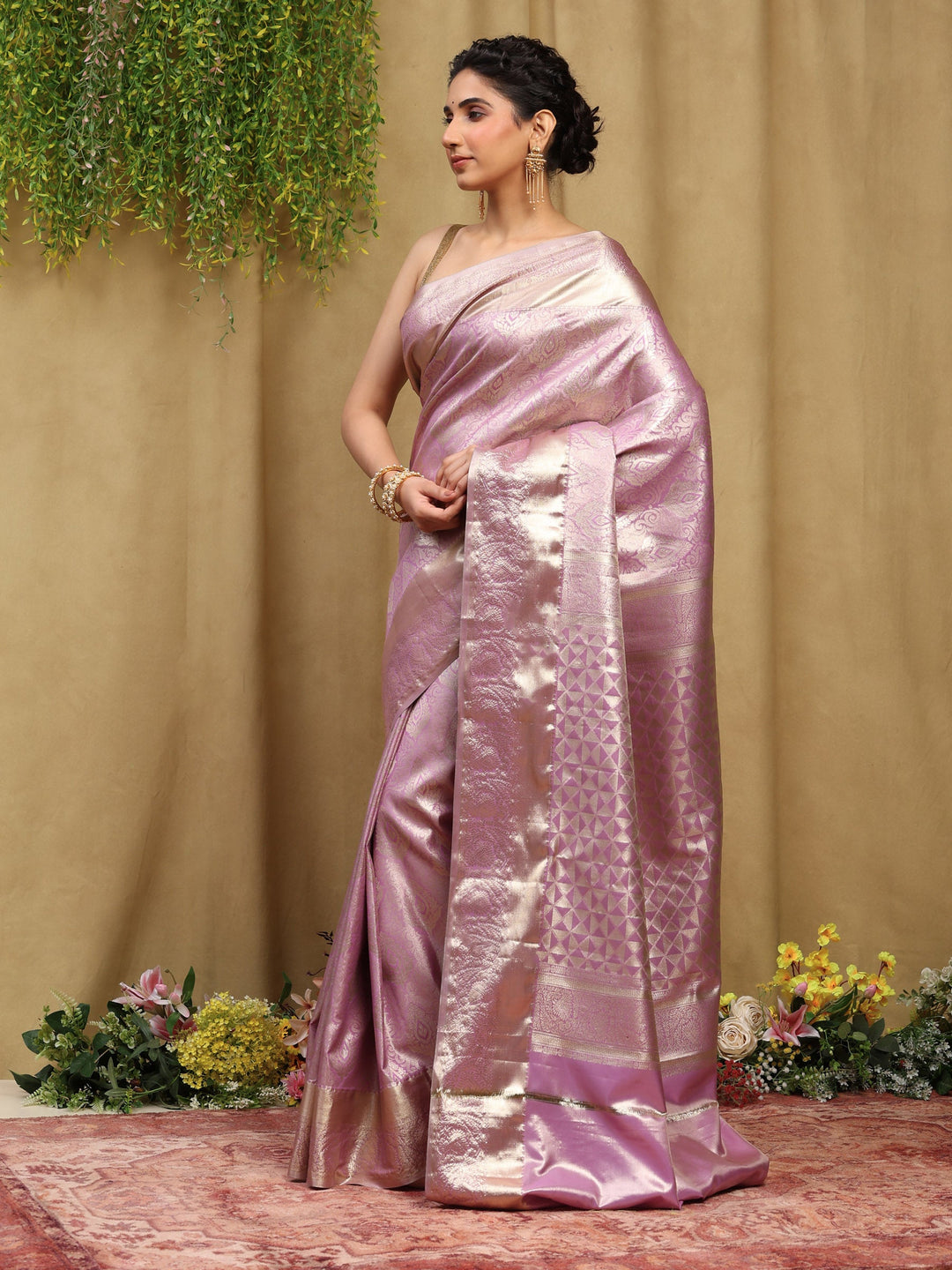 Lavender Kalamkari Woven Design Art Silk Saree