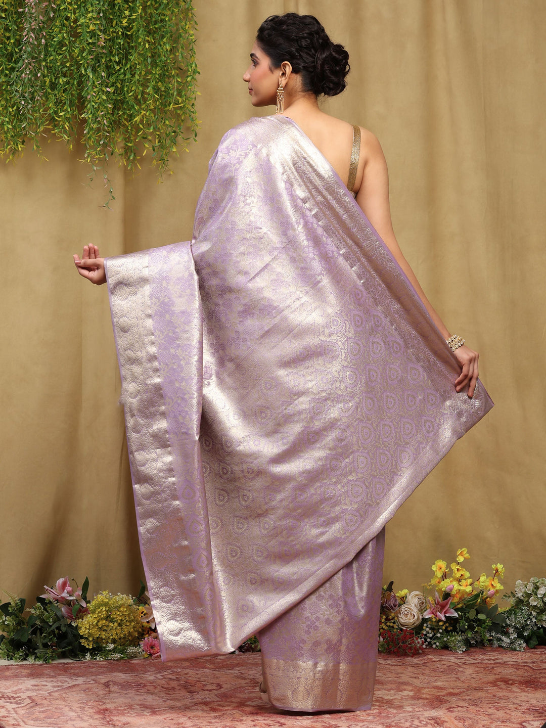 Lavender Woven Design Art Silk Saree