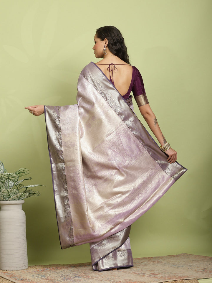 Lavender Woven Design Art Silk Saree