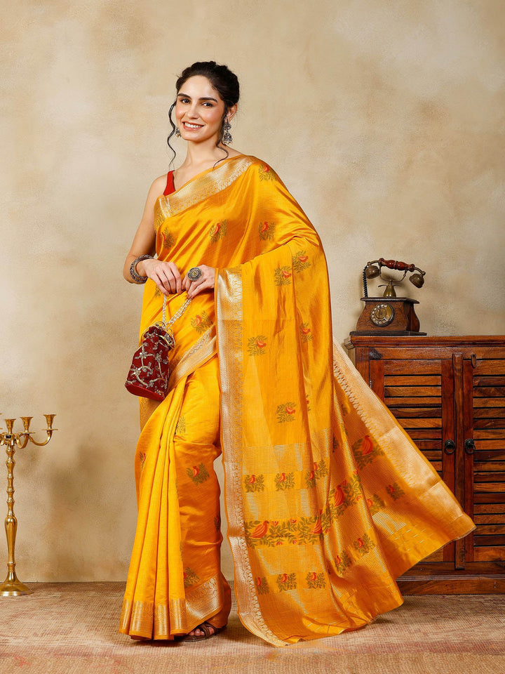 Mustard Woven Design Art Silk Saree