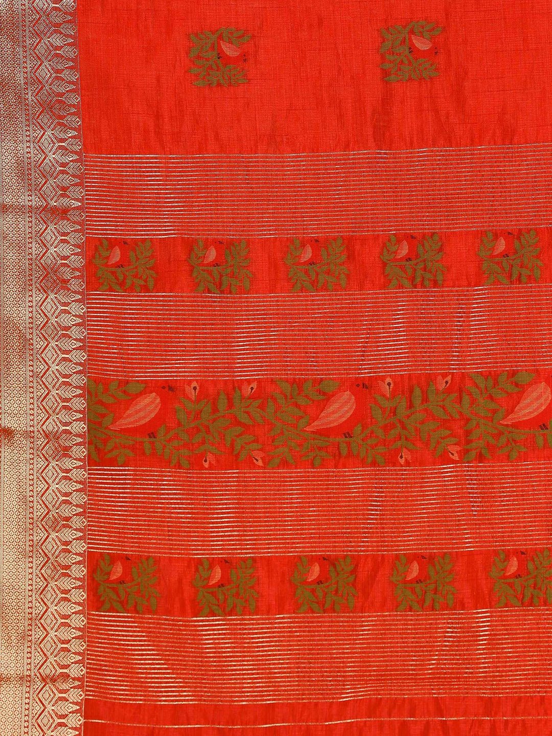 Rust Woven Design Art Silk Saree