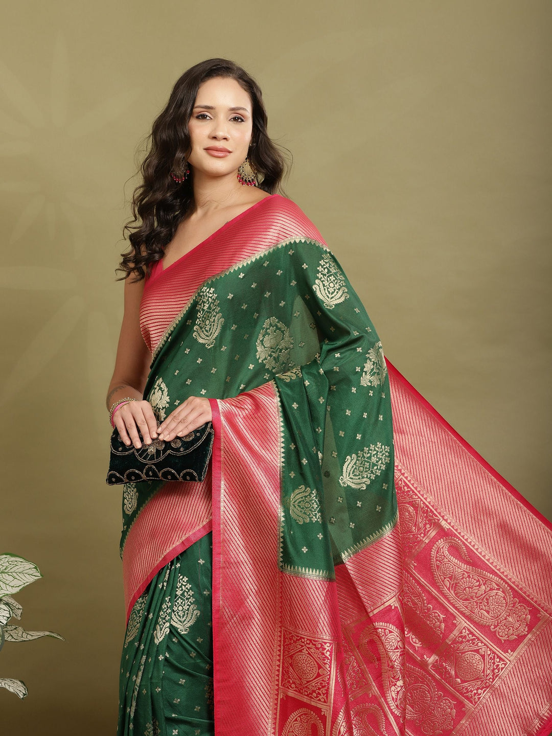 Zari Booti Woven  Crepe Saree