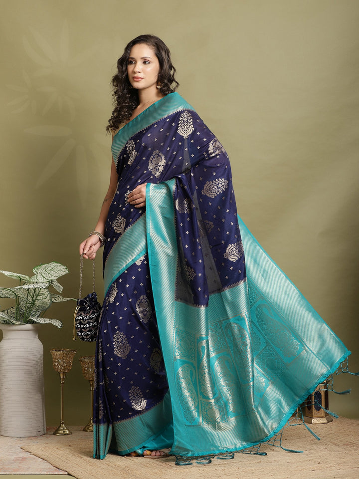 Zari Booti Woven  Crepe Saree