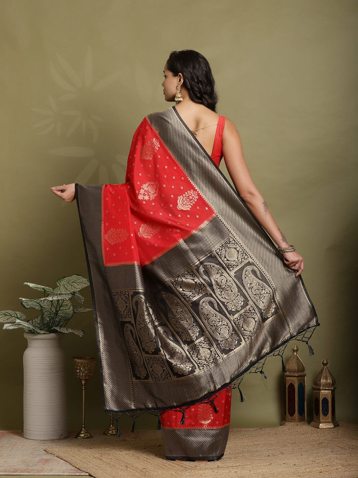 Zari Booti Woven  Crepe Saree