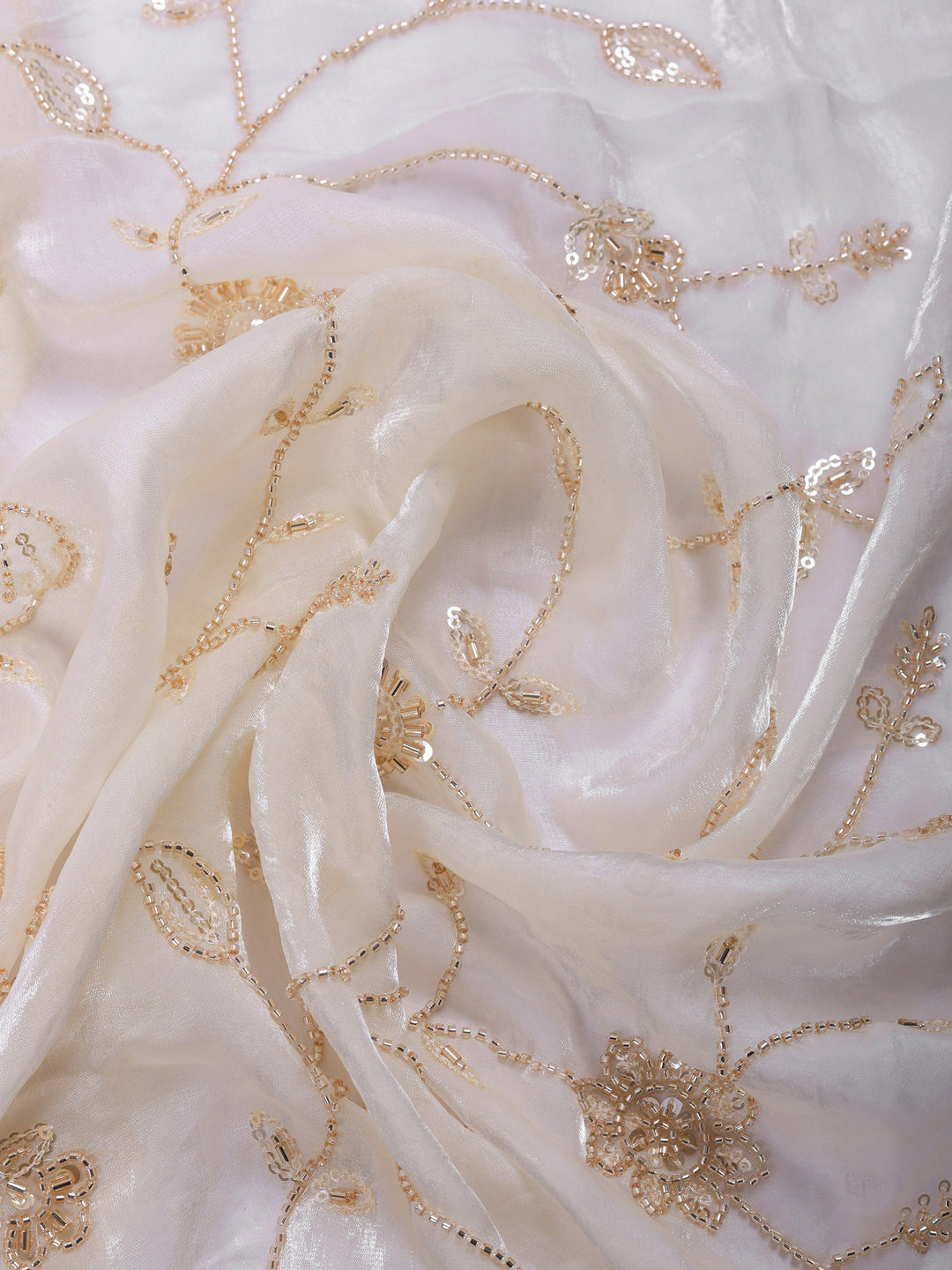 Off White Embroidered Organza Saree