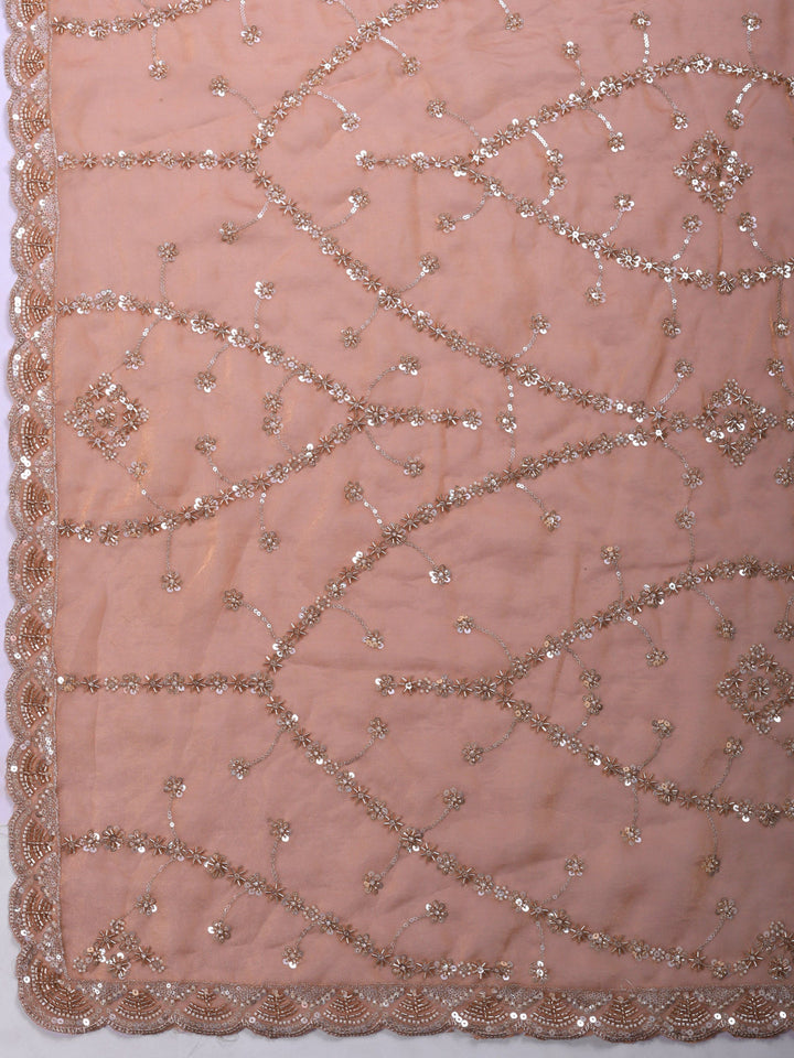 Dusty Pink Embroidered Tissue Saree