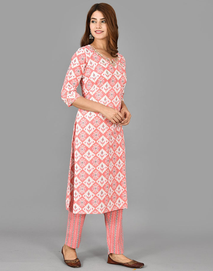 Cotton Printed Kurti Set with Gota Detail