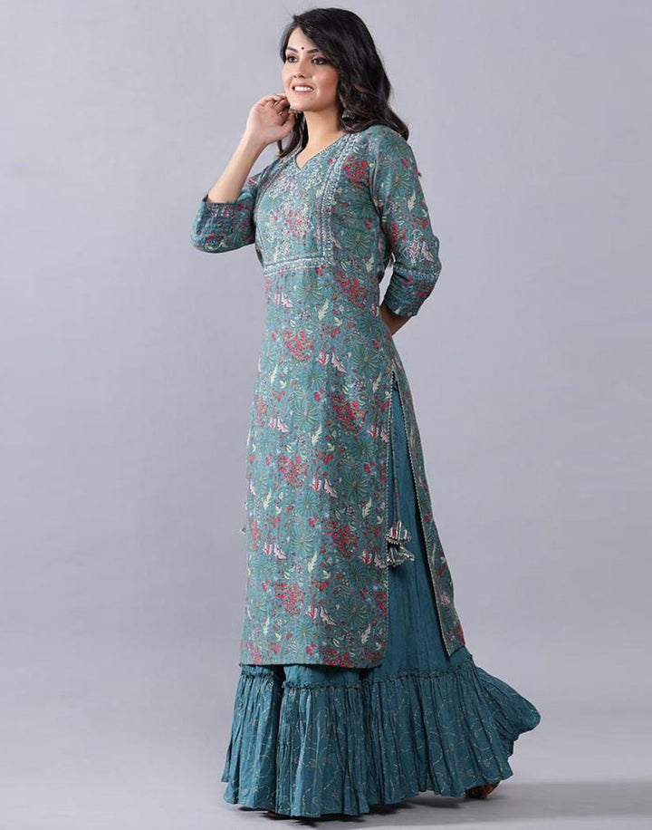 Printed Cotton Kurti with Skirt