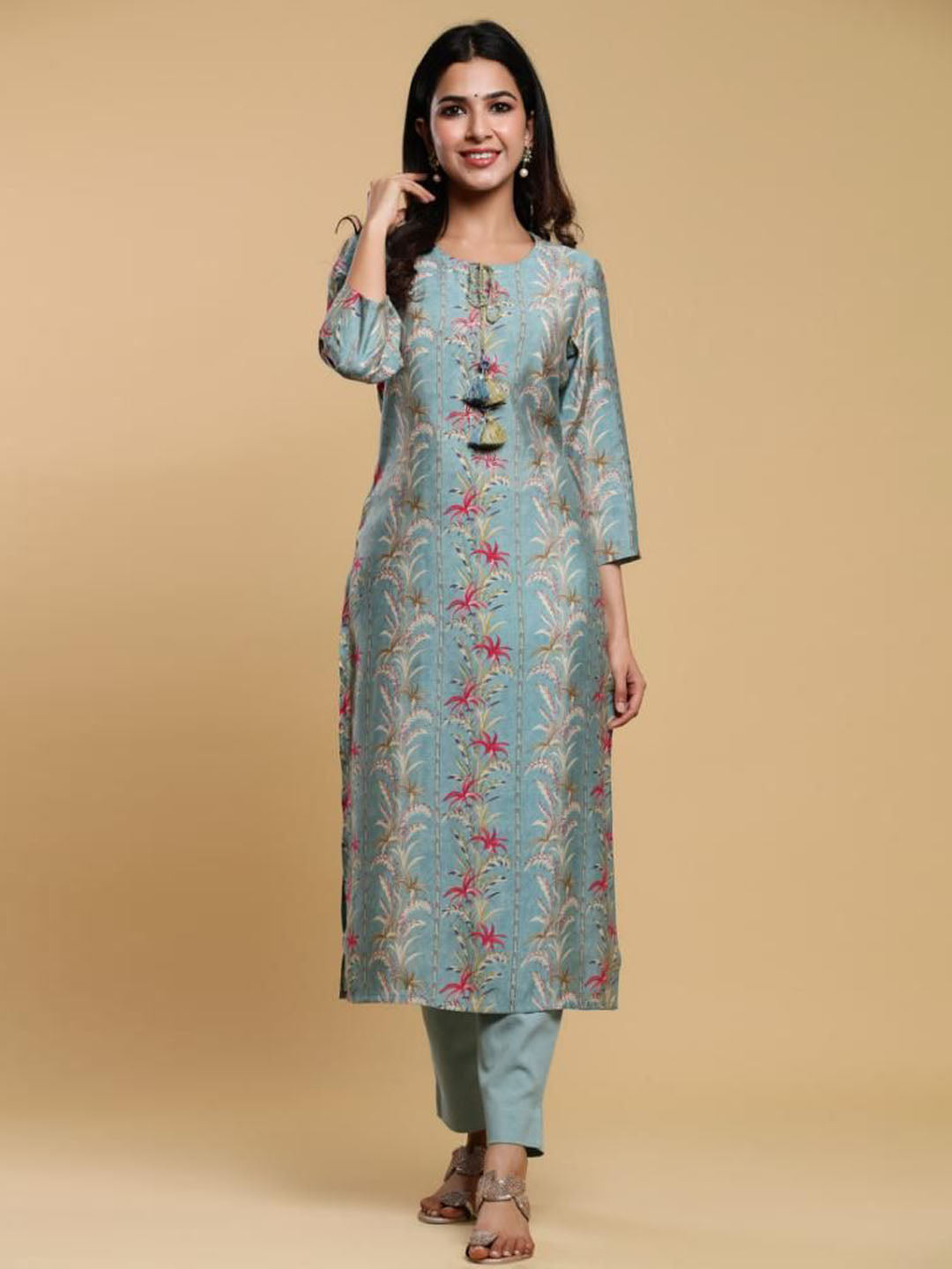 Printed Muslin Kurta With Pants