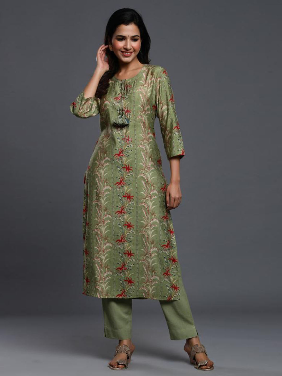 Printed Muslin Kurta With Pants