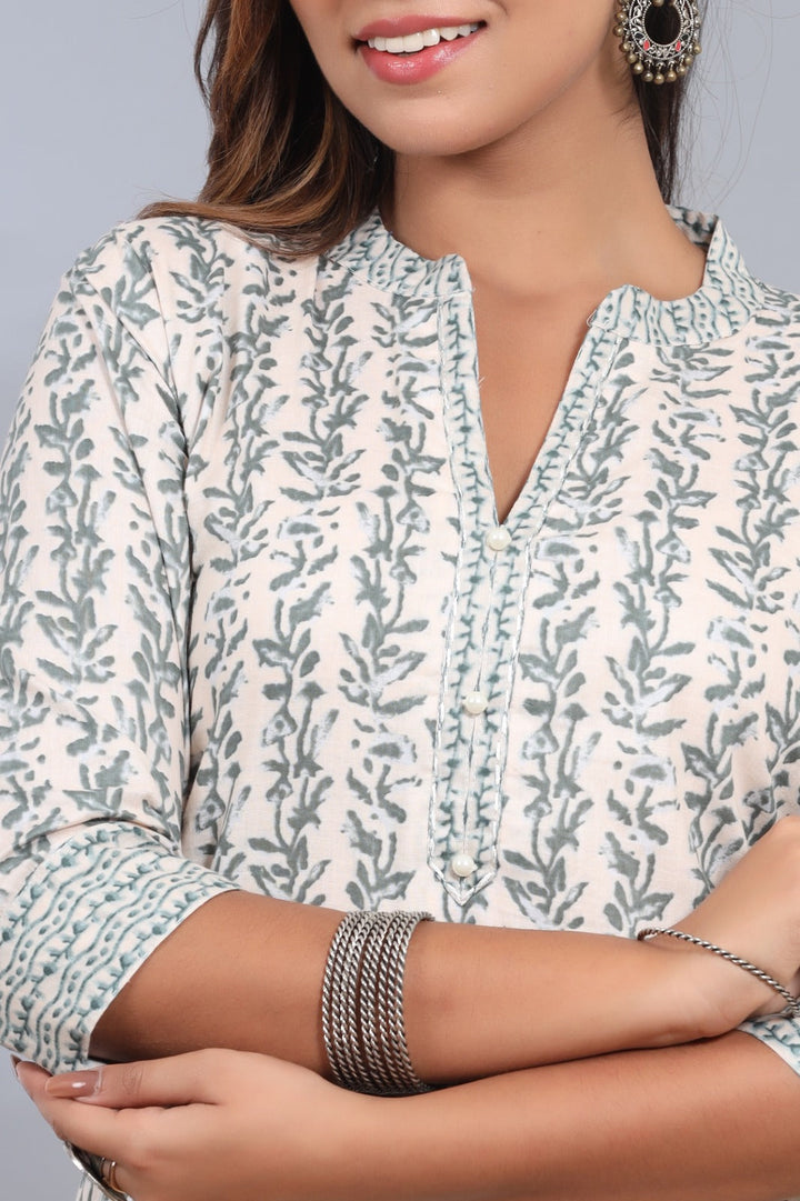 Printed Cotton Kurta With Pants
