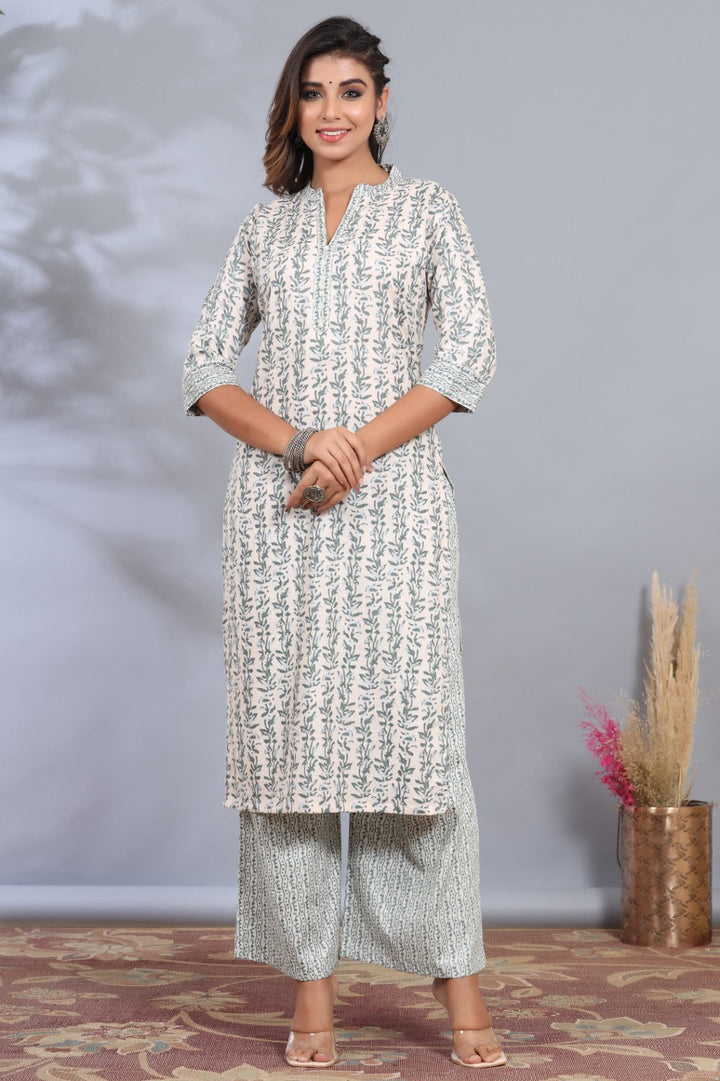 Printed Cotton Kurta With Pants