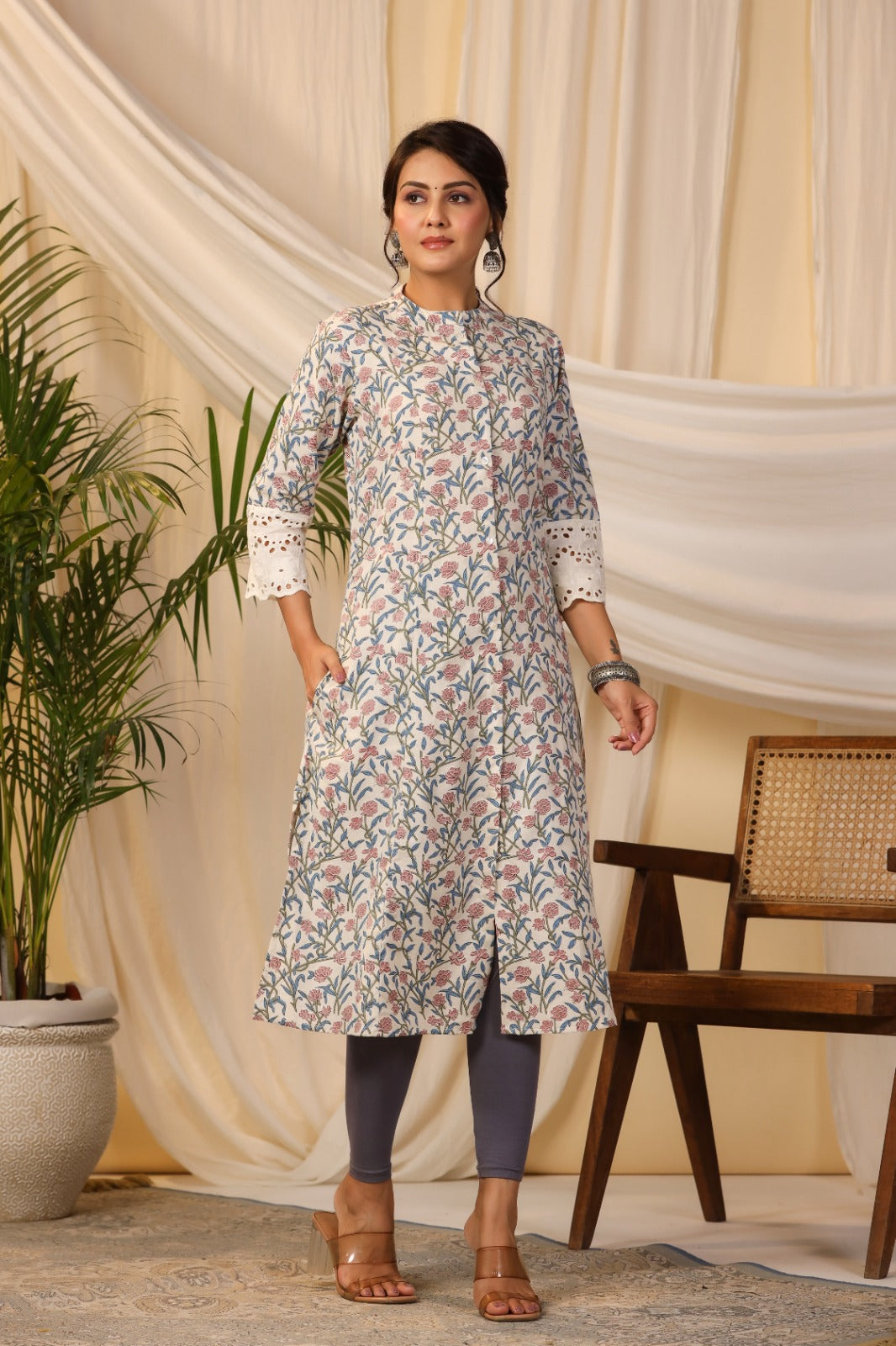 Floral Printed Cotton Kurta