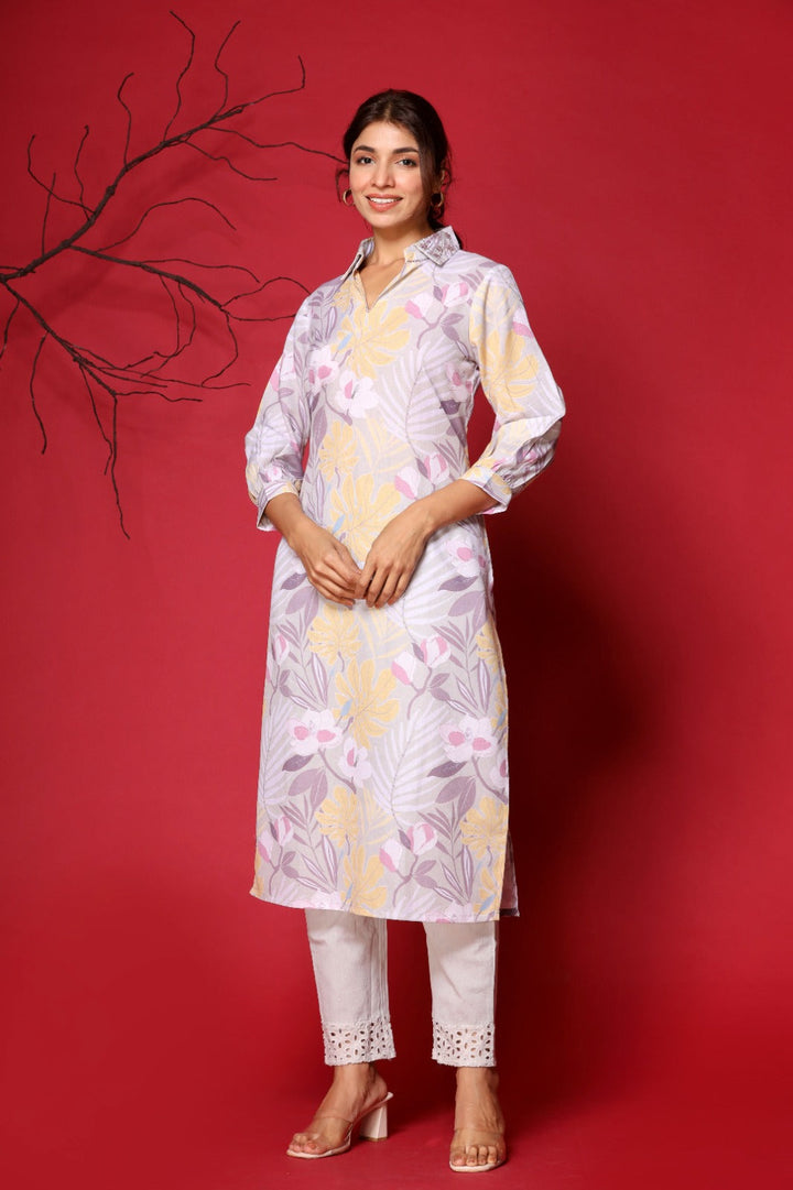 Printed Cotton Kurta With Pants