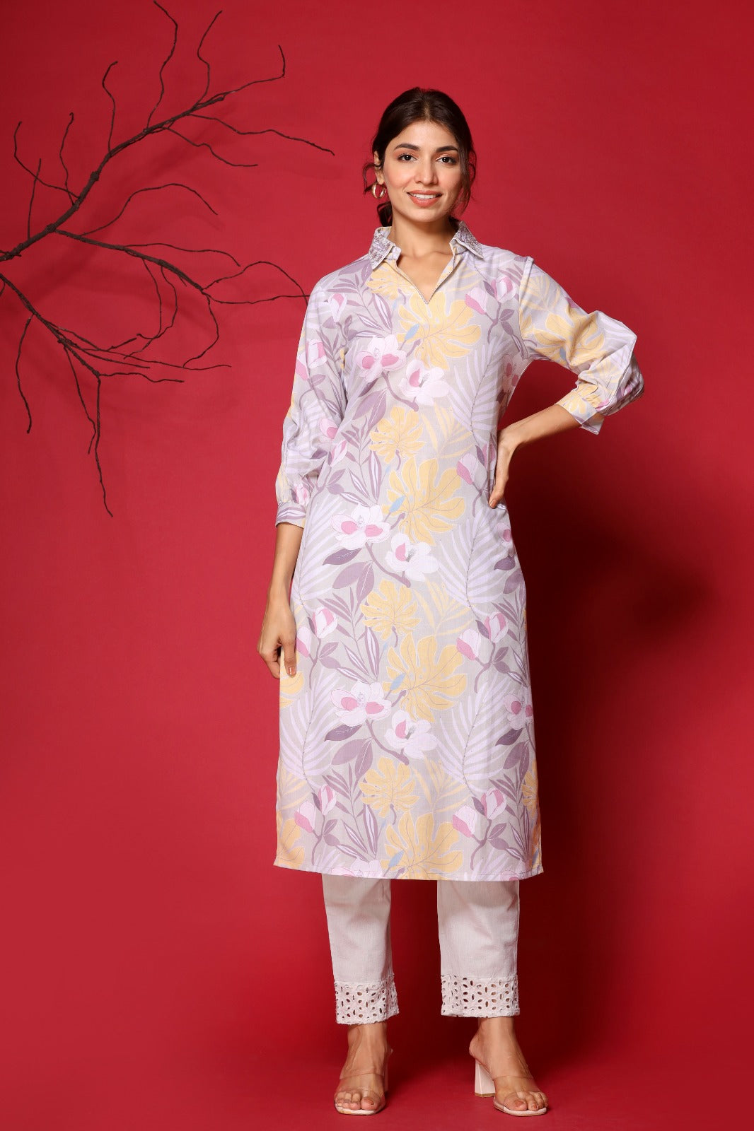 Printed Cotton Kurta With Pants