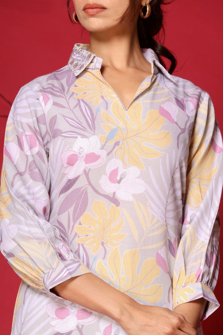 Printed Cotton Kurta With Pants